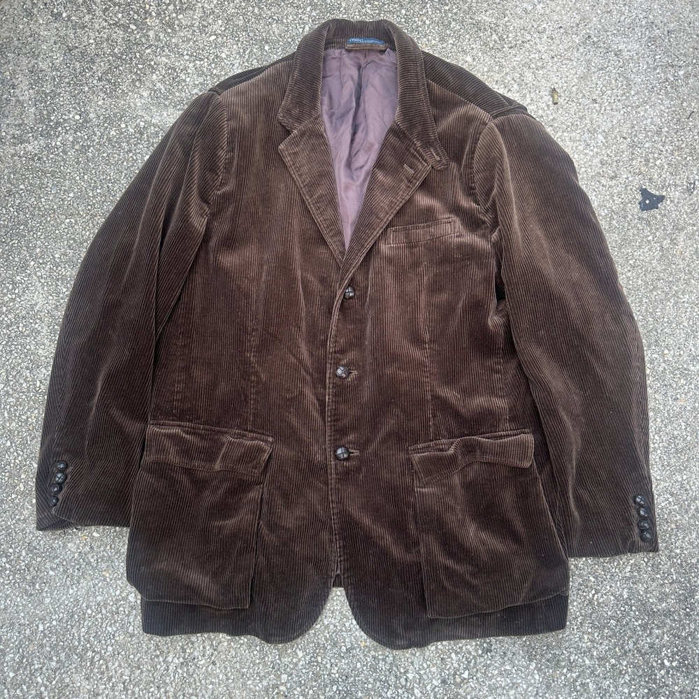 Vtg 80s Polo Ralph Lauren Brown Corduroy Sport Coat Blazer XXL 3 Button Mens